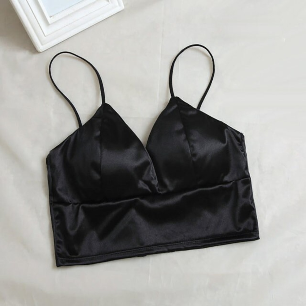 Women Sexy Crop Tops Bra Satin Tube Top Solid Summer Bralette